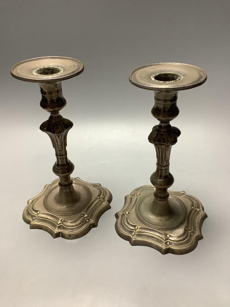 A pair of 18th century continental silver candlesticks, a.f.